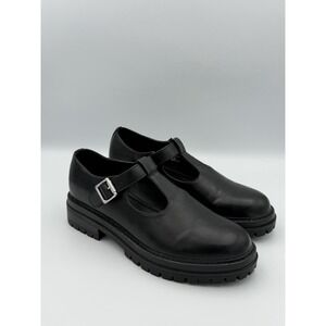 Black Chunky Lug Sole Mary Jane T-Strap Shoes Womens 9 Goth Grunge Y2K Bratzcore